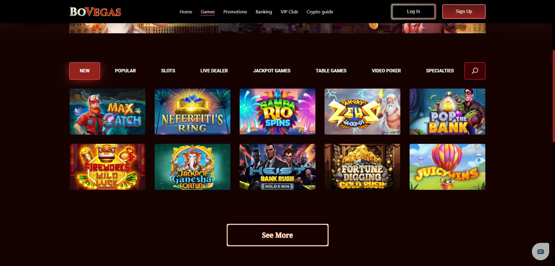 Bovegas Casino online slots and table games full library 2026