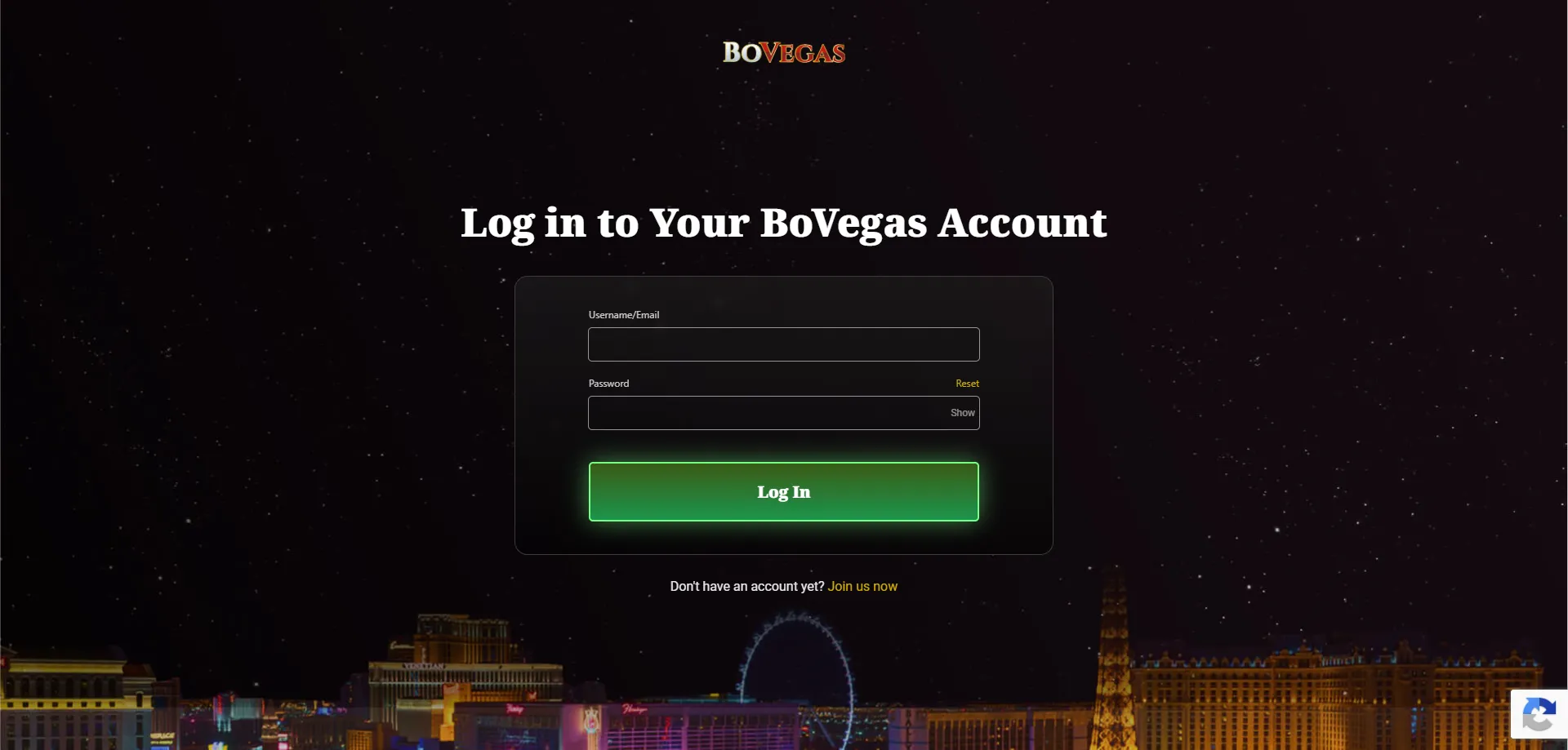 Accessing the Bovegas mobile casino login page on a smartphone